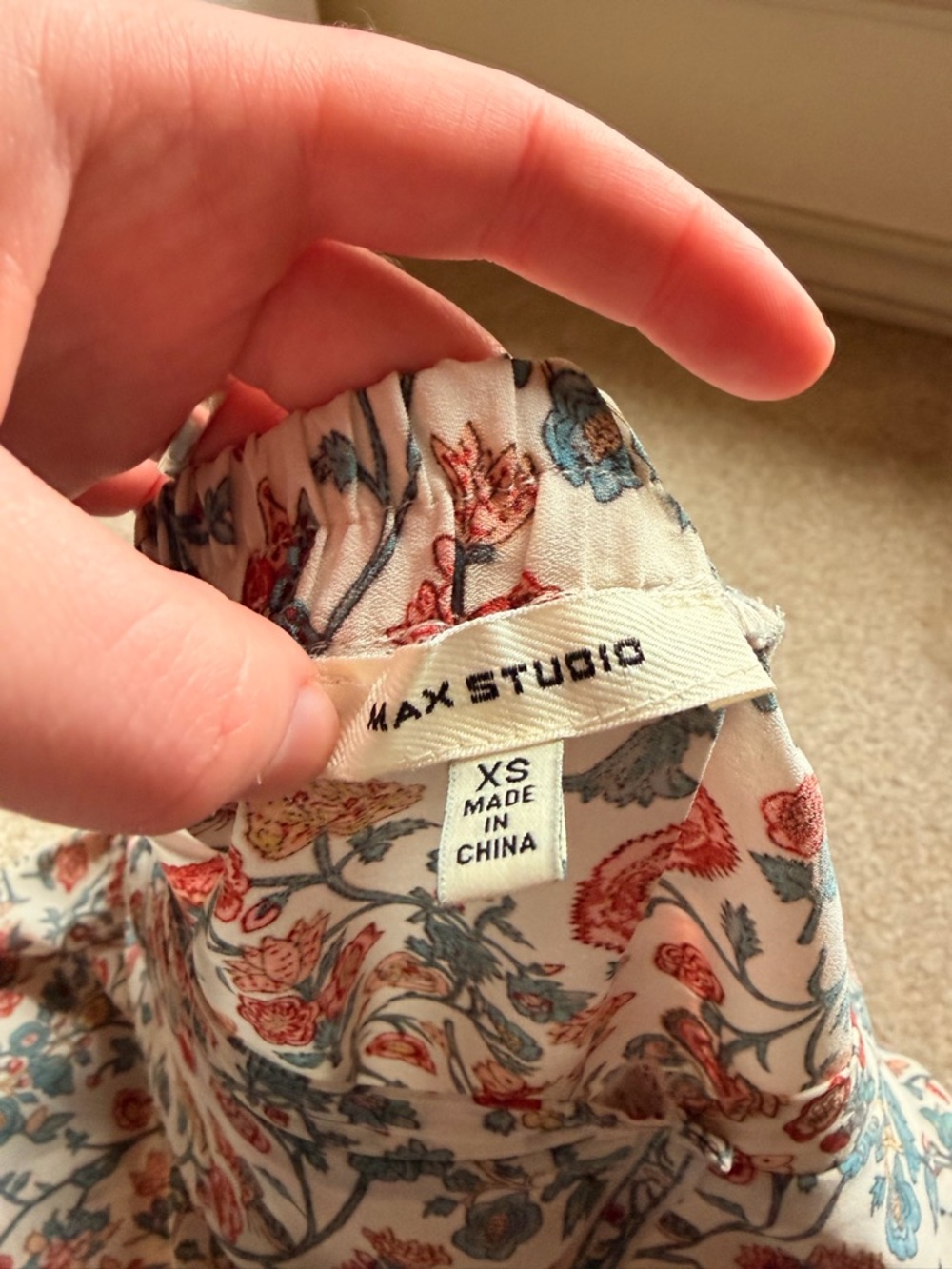 Max Studio Floral Tiered Maxi Skirt - Cream with Coral & Teal Print - Picture 2 of 2